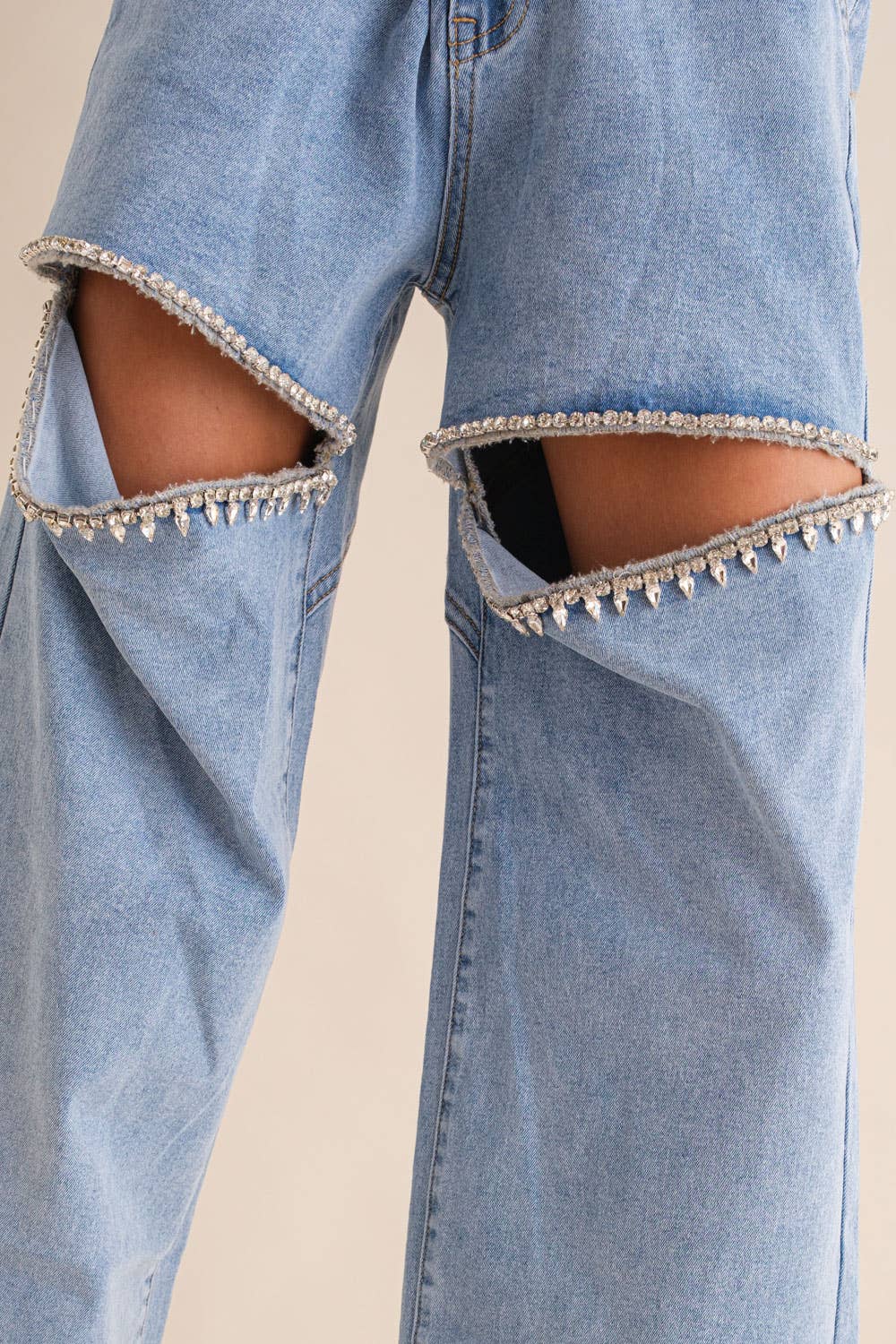 Blue B - Wholesale Jeans - Women's - 15137P-1 - Cut Out Front Rhinestone Washed Denim Jeans1