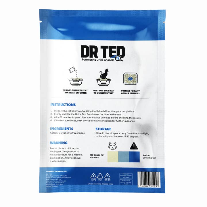 OurPetsLife - Vendita all'ingrosso Integratore per animali domestici - Gatti - Kit per test delle urine per gatti Dr Ted Ematuria/Rilevatore di sangue5