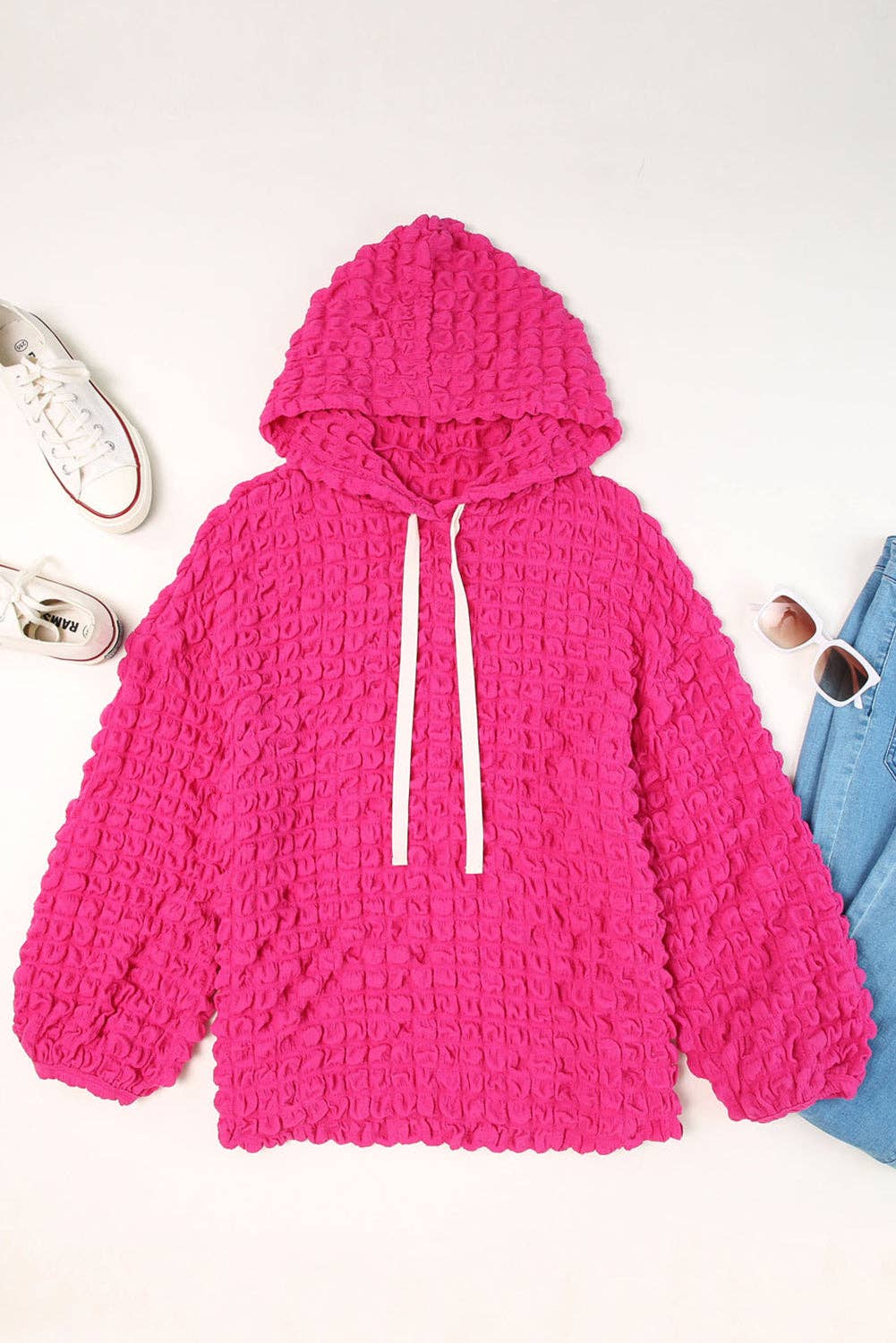 Lovesoft - Vente Sweat à capuche – femme - Sweat à capuche gaufré texturé à bulles6