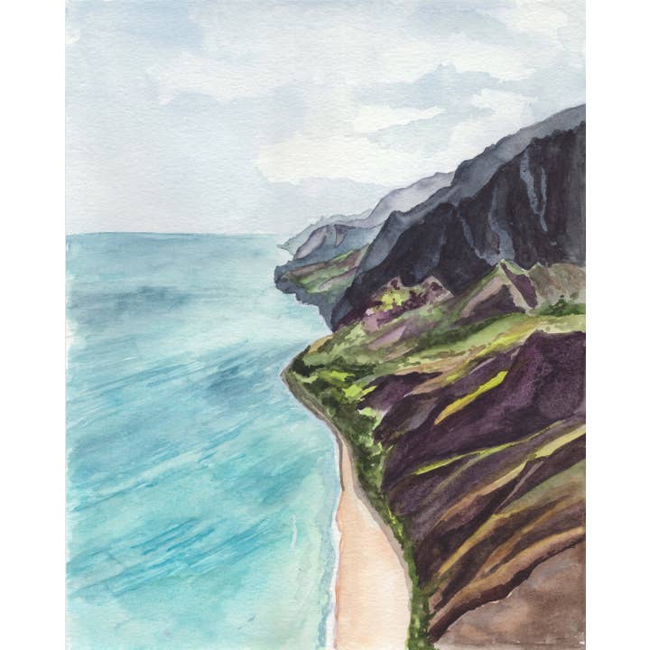 "Napali Coast" Vertical Canvas Print for wholesale by Morgan Victoria Design