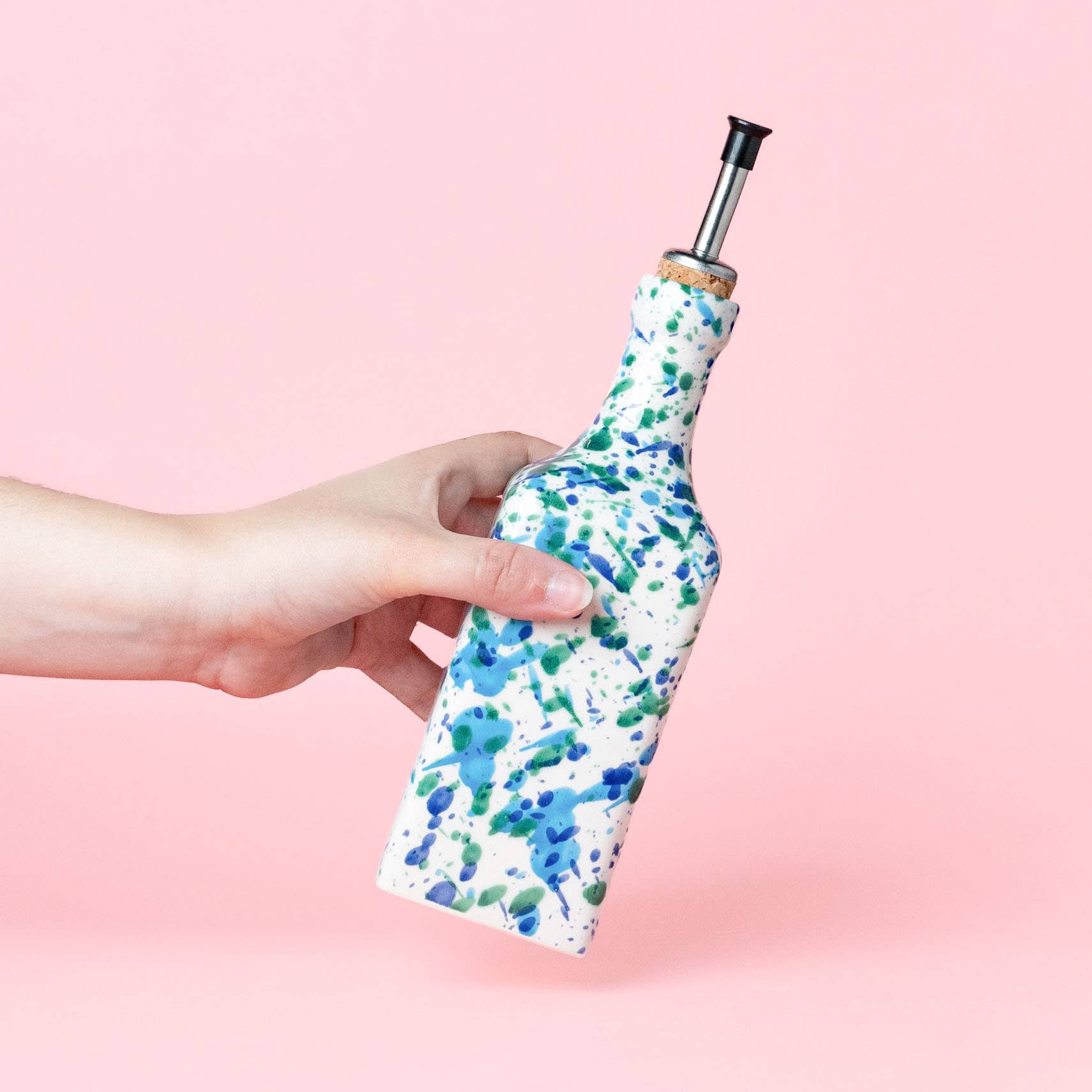 Alfar Tierra Cocida - Wholesale Oil/Vinegar Dispenser - Ceramic Oil Dispenser/475ml/Blue and green/CORAL