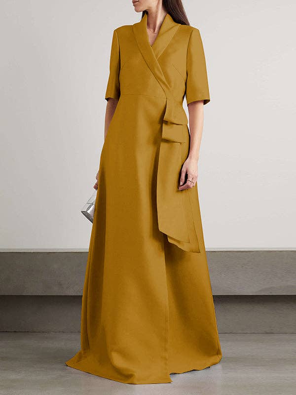 UZ Wholesale Store - Wholesale Gown - Women's - Solid Color Split-Joint Loose V-Neck Maxi Evening Dresses1