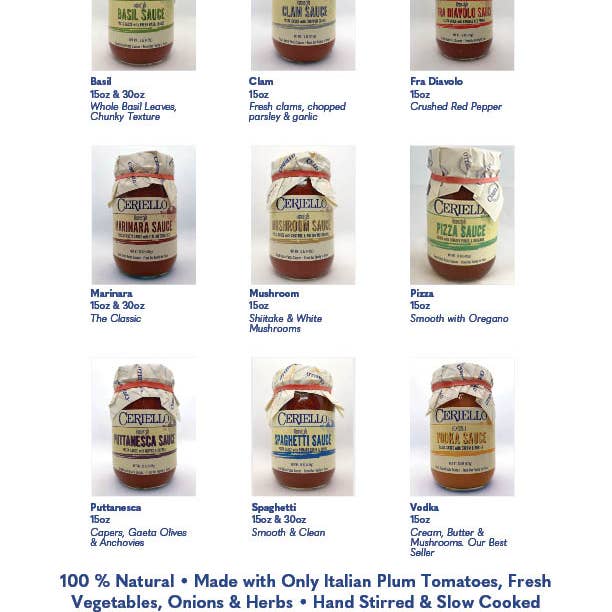 Ceriello Fine Foods - Wholesale Pasta Sauce - Ceriello Homestyle Basil Sauce