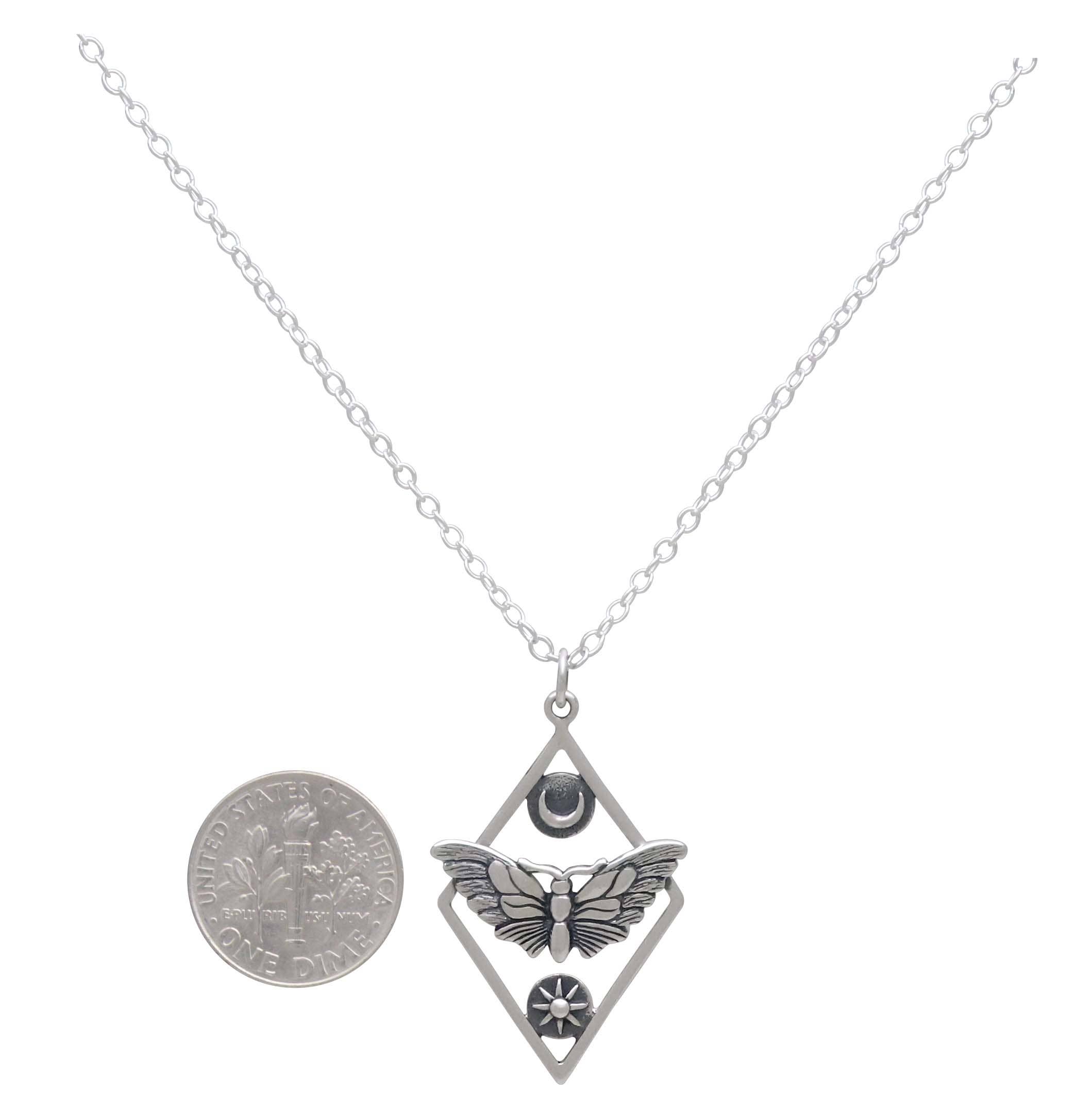 Nina Designs - Wholesale Pendant/Charm Necklace - Sterling Silver or Bronze Geometric Moth Necklace4