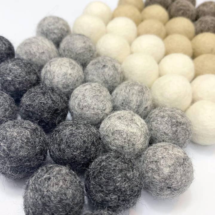 Wildflower by hu hands - Wholesale Craft Supplies - Weathered Naturals (50) Wool Felt Balls 1" Size4