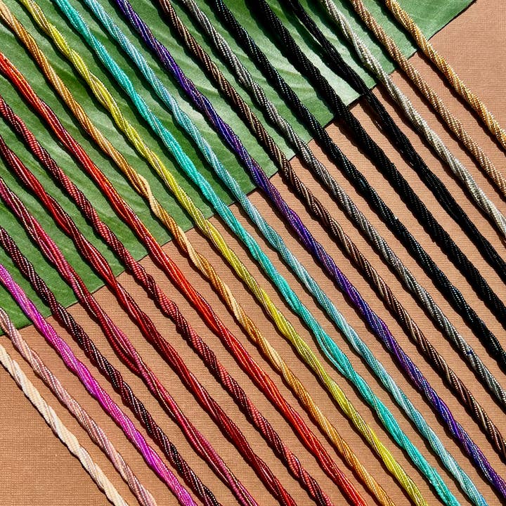 Multi Strand Seed Bead Long Necklaces - Lotus Button Clasp for wholesale by Bead Goes On