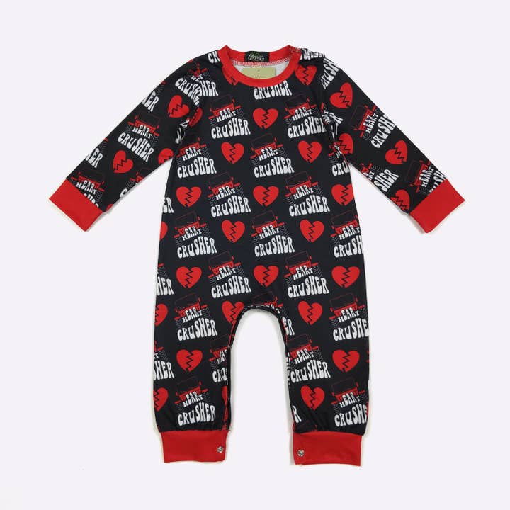 Heart Crusher Boy Romper for wholesale by Clover Cottage