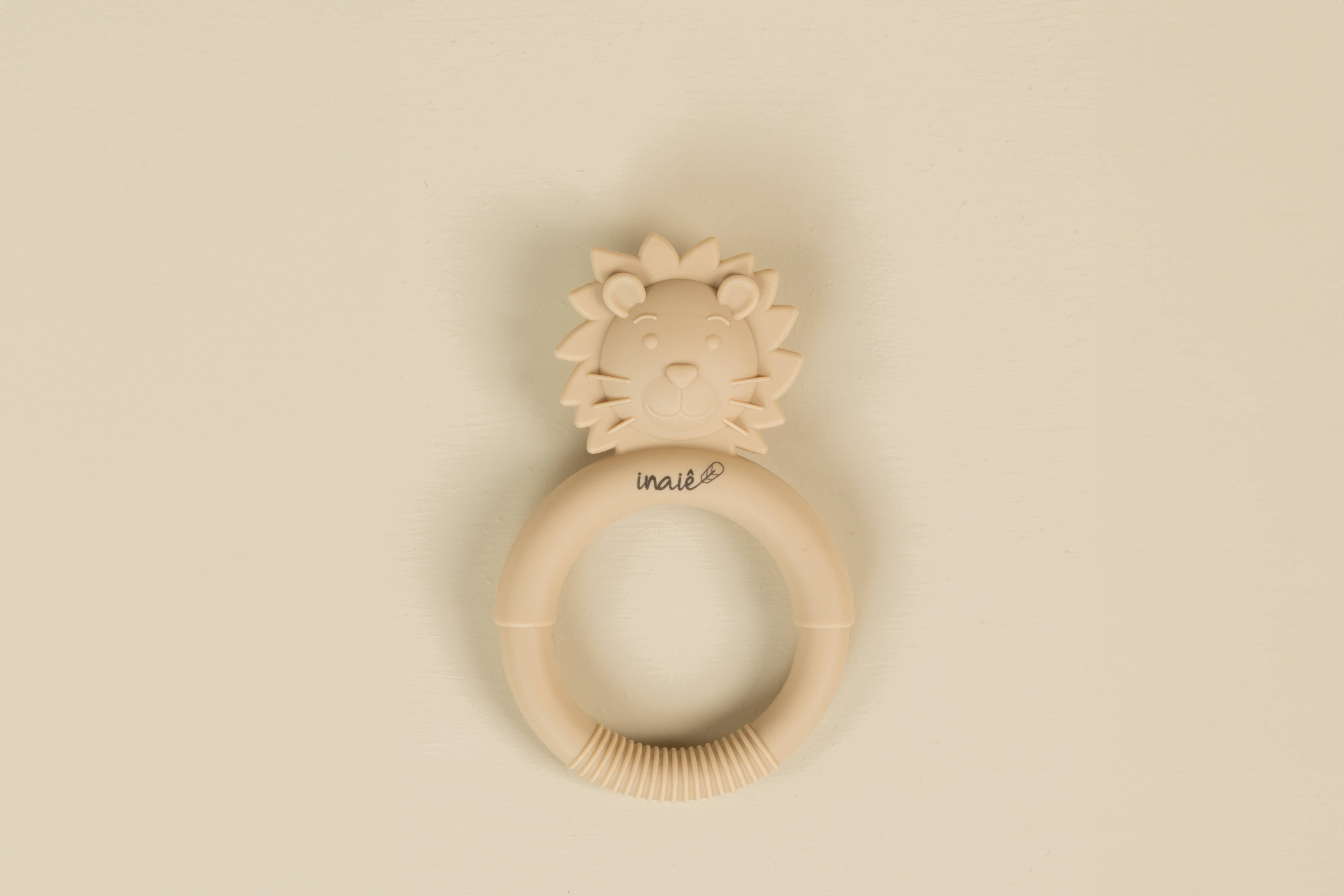 Inaiê - Vente Anneau de dentition sans clip – bébé - Anneau de dentition lion en silicone alimentaire5