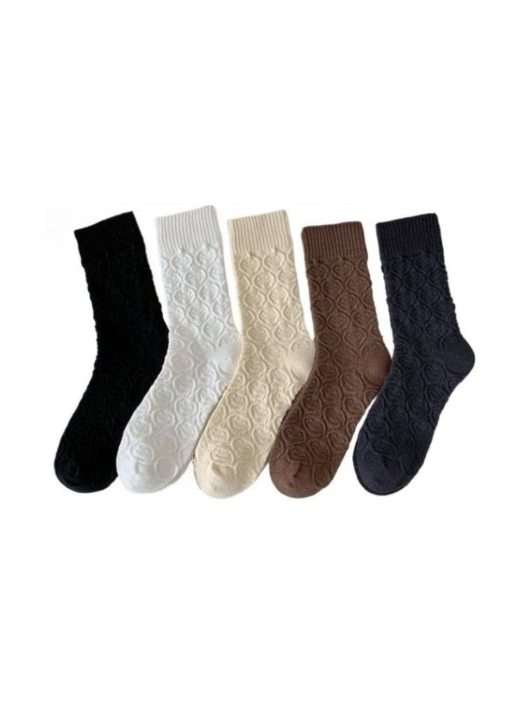 Funkyrel® Atzbranding Limited - Wholesale Socks - Women's - Rufia - Women's Solid Winter Socks with Embossed Smile1