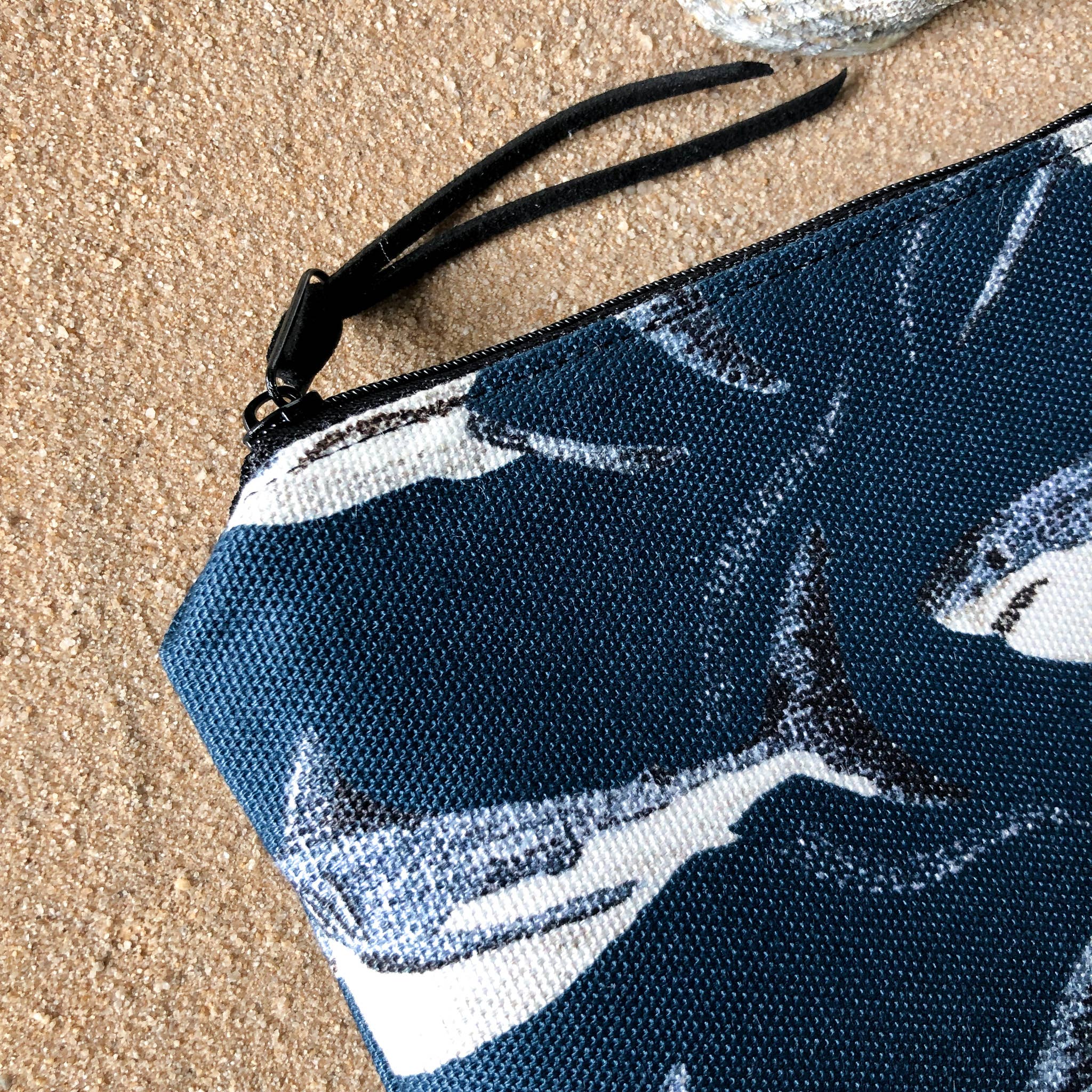 Kelsey Emblow Illustration – wholesale Make-up/cosmetic bag – Shark Pouch (watercolour) Organic Cotton5