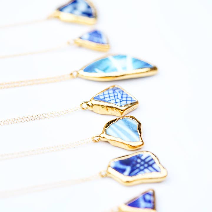 Rise Hawaii Jewelry – Colar pingente/pendente por atacado – Colar de cerâmica do mar mergulhado em ouro 24k4