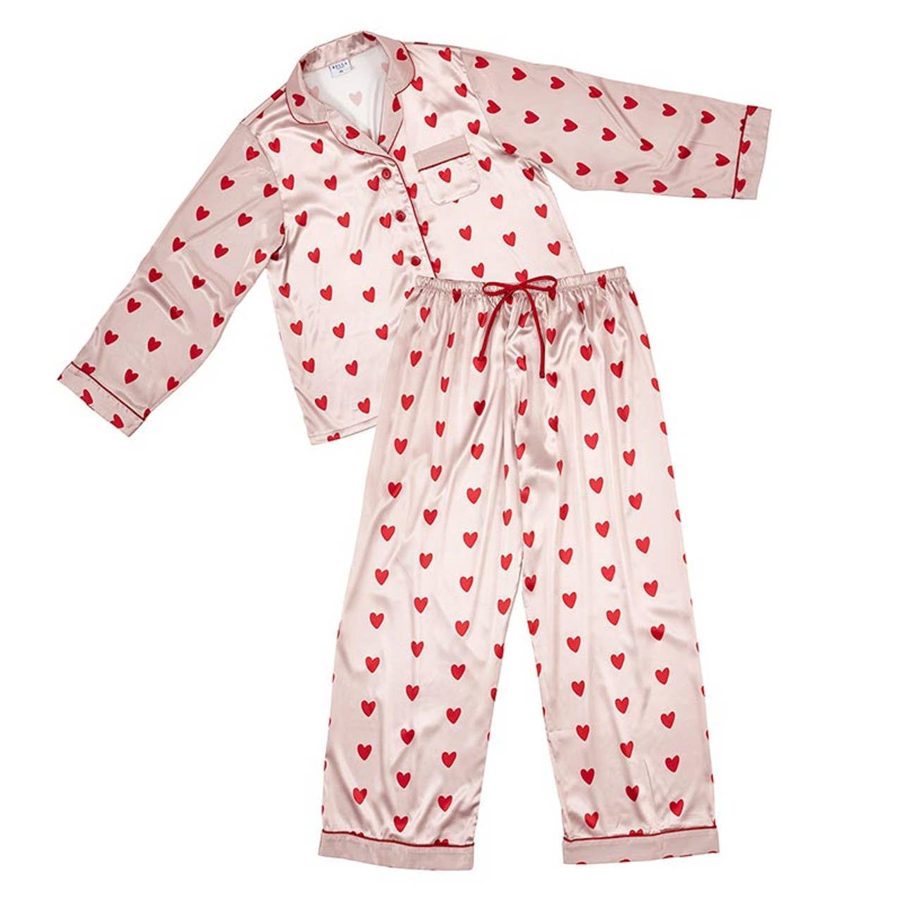 Angle - Wholesale Sleepwear Set - Women's - Long Sleeve PJ Set - Pink Hearts0