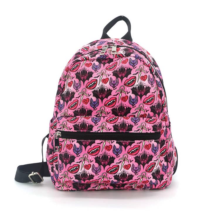 Vampire Smile and Bat Mini Backpack in Polyester for wholesale by COMECO INC