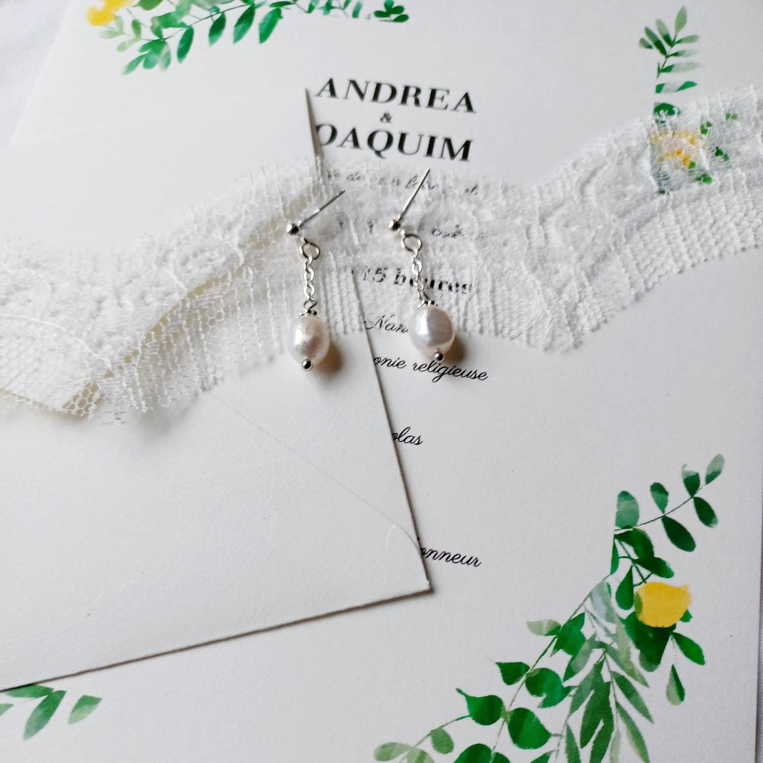 L'atelier du 6 - Wholesale Dangle Earrings - OMBELINE - Wedding ear beads - fresh water pearls2