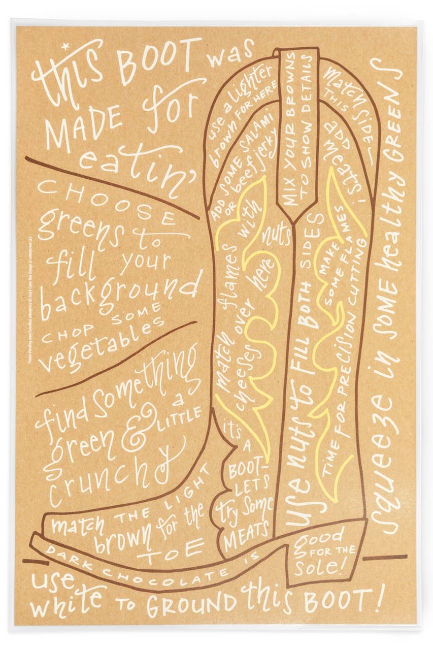 Color Box Design & Letterpress – wholesale Cheese board – Charcuterie Cheat Sheet | Boot2