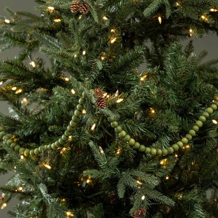 9' LITEN RUND GRÖN TRÄPÄRLGIRLANG för wholesale av Ragon House