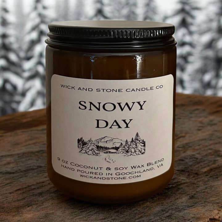 Snowy Day 9 oz Soy Coconut Candle for wholesale by Wick and Stone Candles