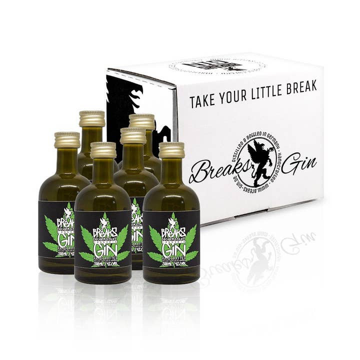 Breaks Gin Manufaktur - Vendita all'ingrosso Gin - Set di 6 Little Breaks Gin 50ml - Cannabis Gin