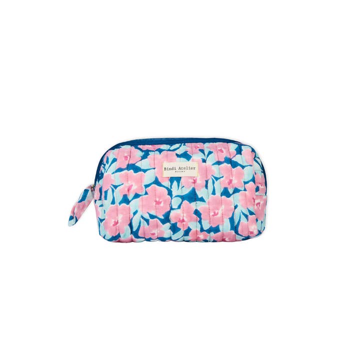 Bindi Atelier - Wholesale Makeup/Cosmetic Bag - Blockprint Printed Cotton Makeup Bag - Posy1