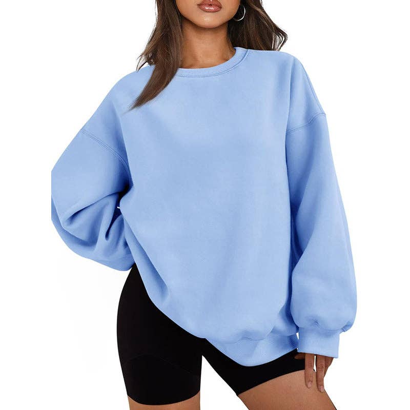 Masyal - Wholesale Sweatshirt - Women's - Women Oversize Solid Mock Neck Sweatshirt for Game Day3