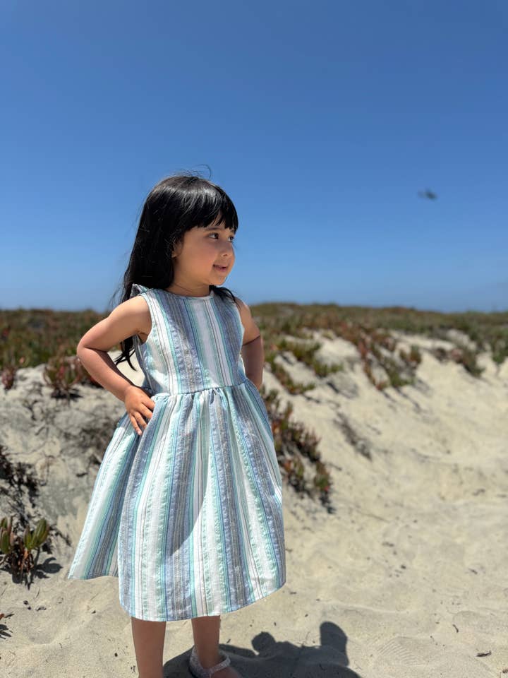 Vignette - Wholesale Dress - Kids - Jewel Dress in Blue Multi Stripe