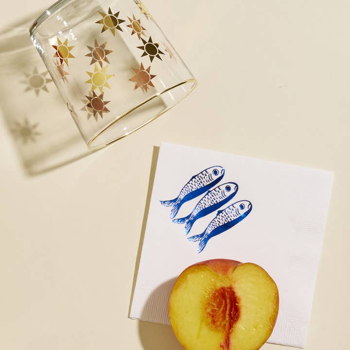 One & Only Paper - Wholesale Disposable Napkin - Sardines Cocktail Paper Beverage Napkin - Set of 20