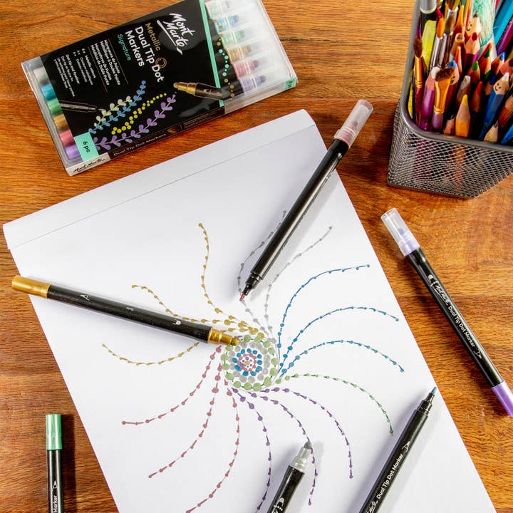Mont Marte Usa, Inc. - Wholesale Marker - Metallic Dual Tip Dot Markers Signature 6pc8
