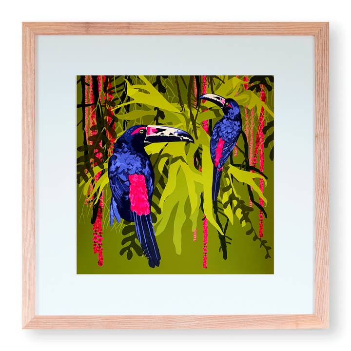 Art Print ‘Toucans In The Jungle’ 20 x 20 cm for wholesale by Rosie Reiter
