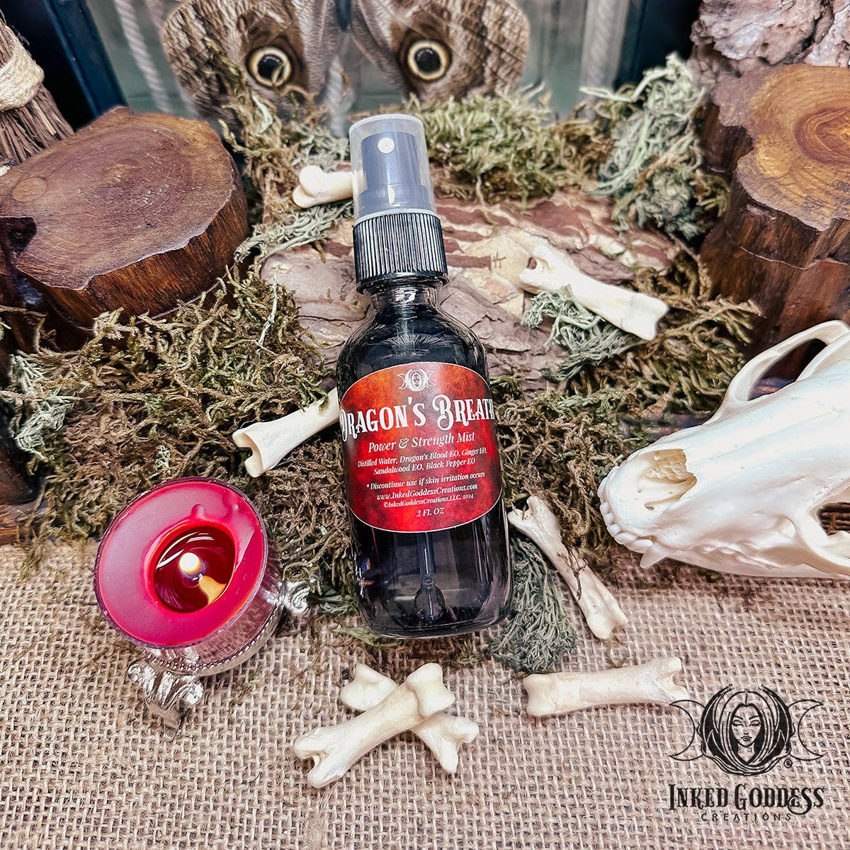 Inked Goddess Creations - Wholesale Aromatherapy Mist - Dragon's Breath Mist for Power and Strength0