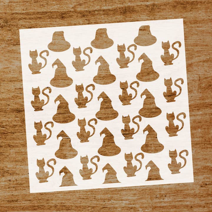 Halloween-Schablone Hexen und Katzen für den Großhandel von Evyre Scrapbooking