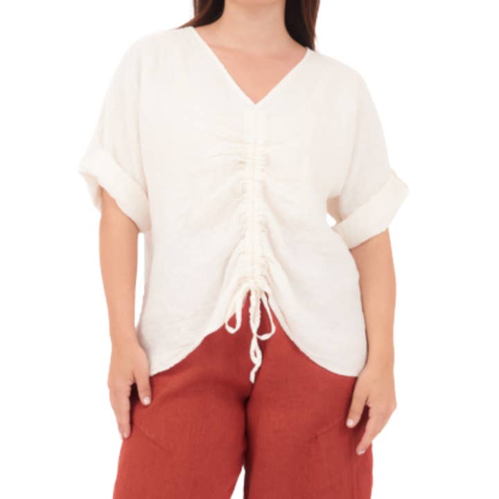6670 Latte Vera May Italian Linen Top for wholesale by VeraMay