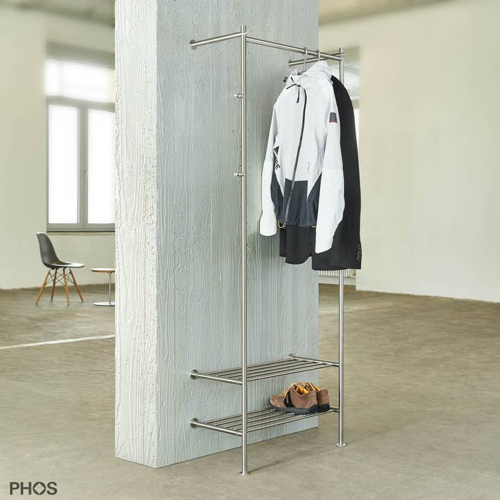 PHOS Design GmbH - Wholesale Coat Rack - Stainless steel hallway wardrobe with/without integrated shoe rack