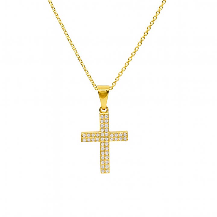 Chaîne Santo – Chaîne croix dorée en argent 925 pour la vente par Impala