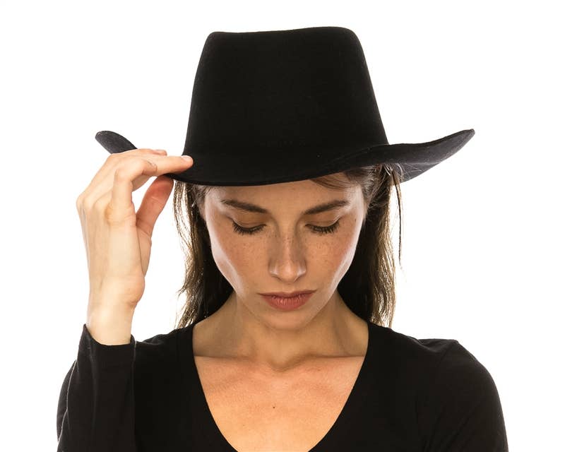 DNMC - Wholesale Cowboy Hat - Women's - Women's Western Hat - Wool Felt Gambler Cowboy Hat