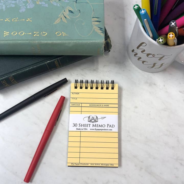 Fly Paper Products - Wholesale Notepad - Vintage Nostalgia Library Card Memo Pad Top Item!