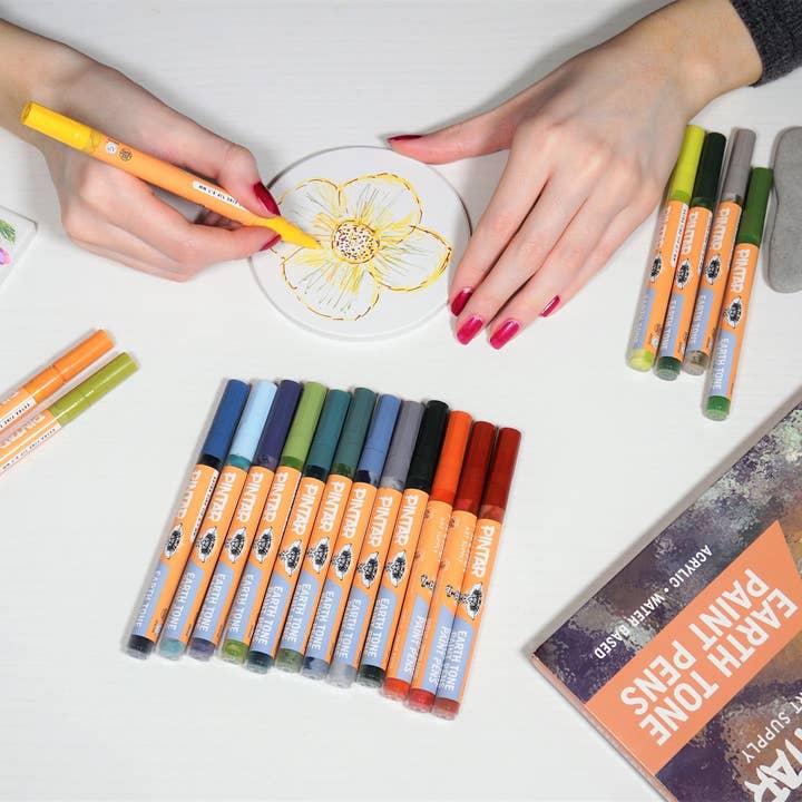 Pintar Art Supply - Wholesale Marker - Pintar Earth Tone Color 20 Pack Paint Pens Acrylic Paint Pen Set with Extra Fine 0.7mm Tip | Use on Rocks, Canvas, Glass, Ceramics, Plastic, Porcelain7