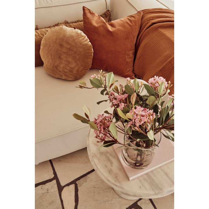 Saardé - Vendita all'ingrosso Cuscini decorativi - Cuscino rotondo in lino/velluto | Noce moscata5