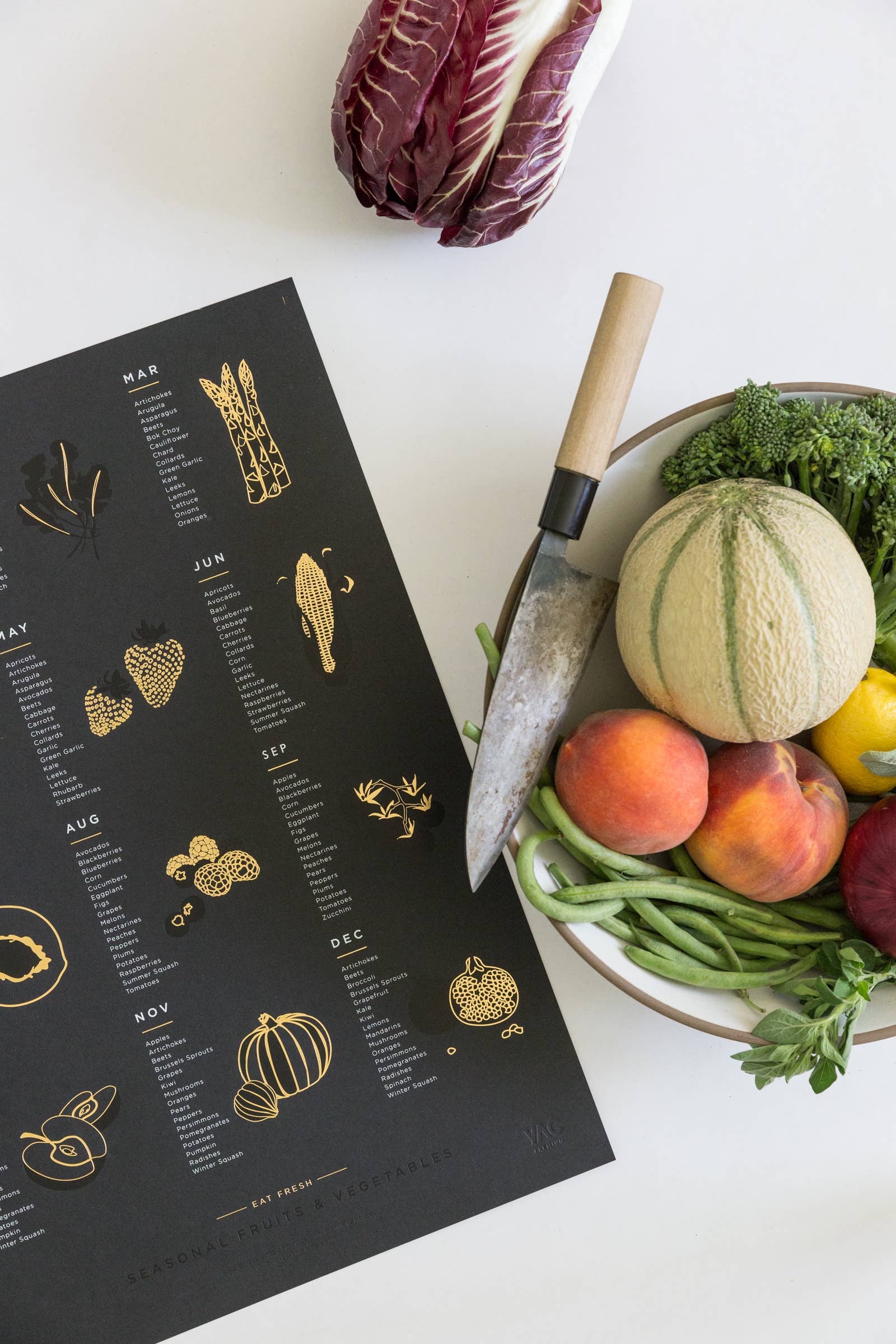 Young America Creative - Wholesale Art Print - Fruit and Vegetable Foil Pressed Print - Ebony3