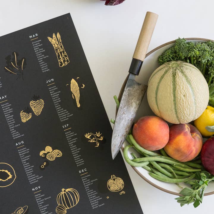 Young America Creative - Wholesale Art Print - Fruit and Vegetable Foil Pressed Print - Ebony3