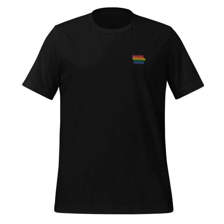 Iowa Rainbow Embroidered Unisex T-Shirt for wholesale by Gay Pride Apparel