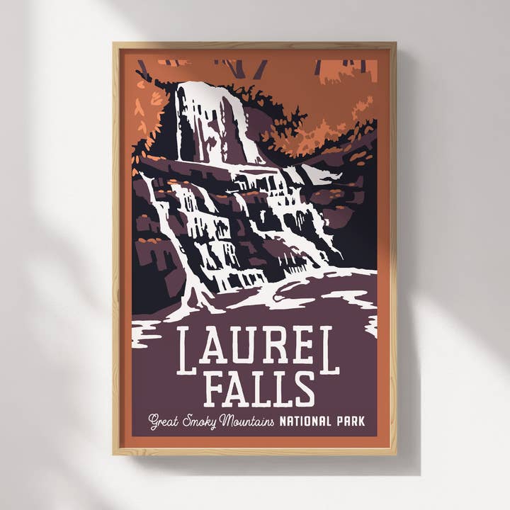 GSMNP Laurel Falls Travel Poster for wholesale by Recollection Project