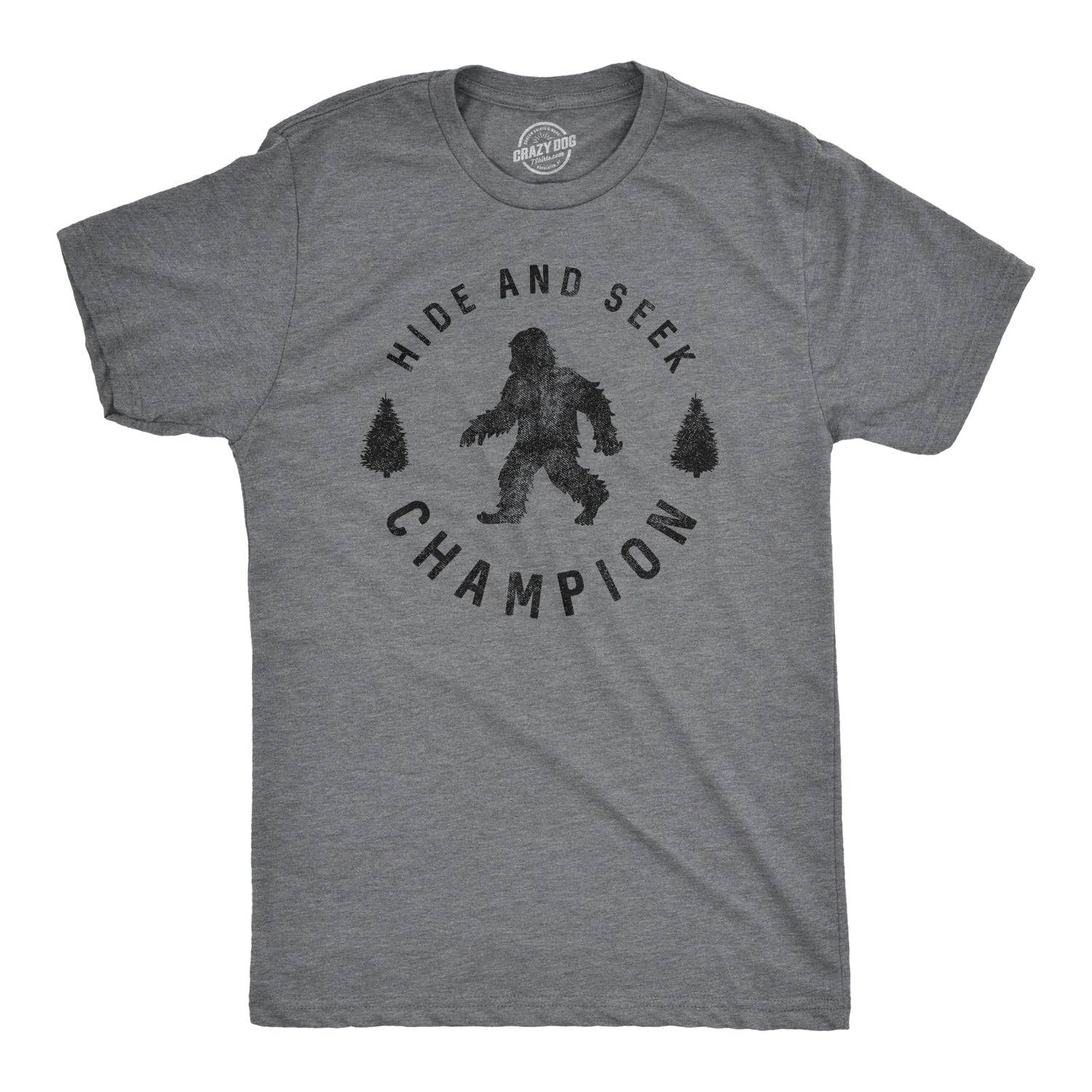 Crazy Dog T-Shirts - Wholesale Screen Printed T-Shirt - Men's - Hide And Seek Champion Graphic T-shirt Funny Bigfoot Tee11