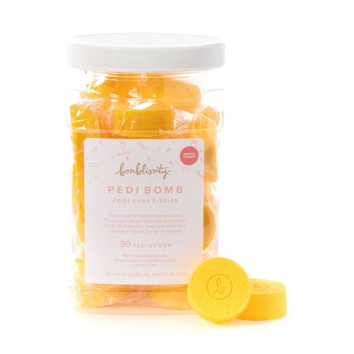 Back Bar Pedi Bomb Foot Soak Fizzies (30 pcs) - Mango Sorbet for wholesale by Bonblissity