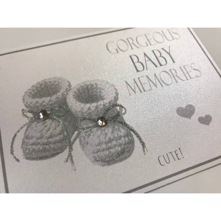 White Cotton Cards - Wholesale Keepsake box – Child & baby - Baby Silver Booties Keepsake Set with Album, Box & Book3