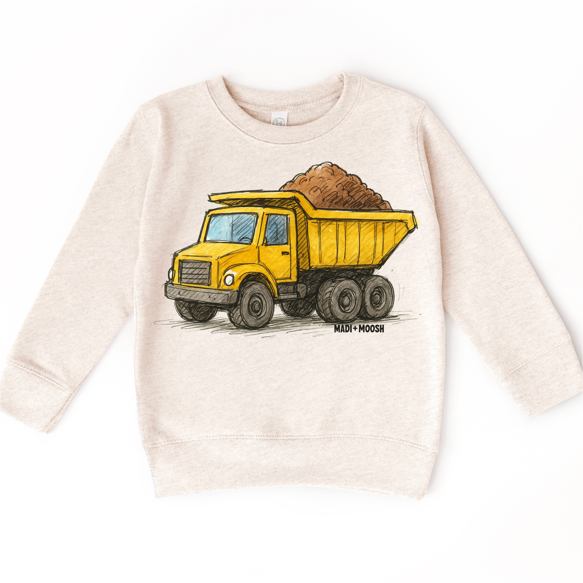 Madi Moosh - Vendita all'ingrosso Maglietta serigrafata - Bambini - Maglietta da Costruzione con Camion Ribaltabile - Maglietta con Disegno Schizzo6