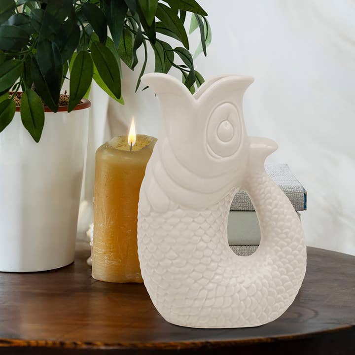 Glug Fish Vase Cream Small for wholesale by Joe Davies
