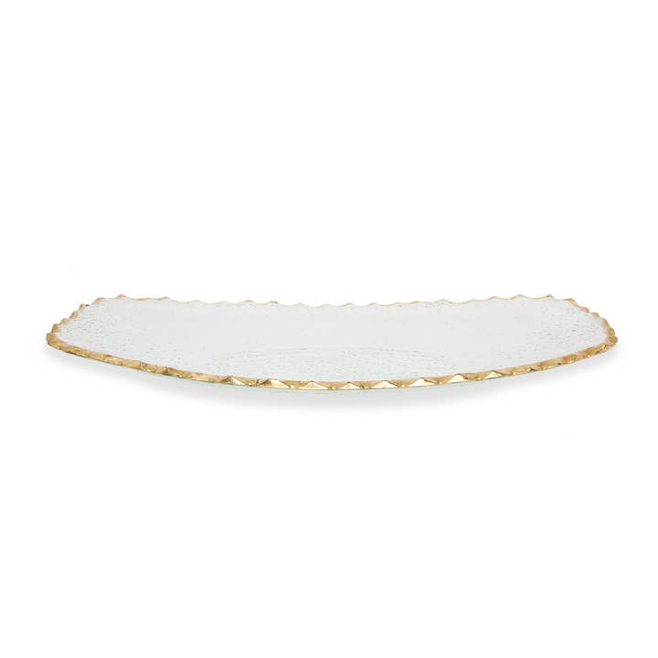 CLASSIC TOUCH DECOR INC. - Wholesale Decorative Tray - Glass Oblong Tray with Gold Edge - GT2140