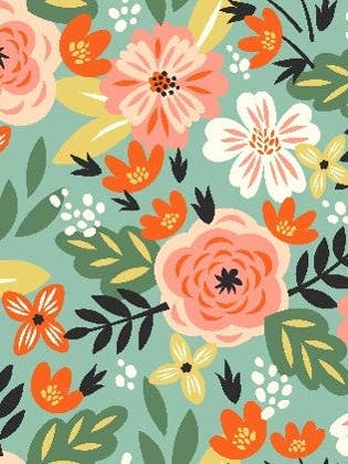 Assorted flowers on Mint Background Swedish Dishcloth for wholesale by Kit Carson Accessories