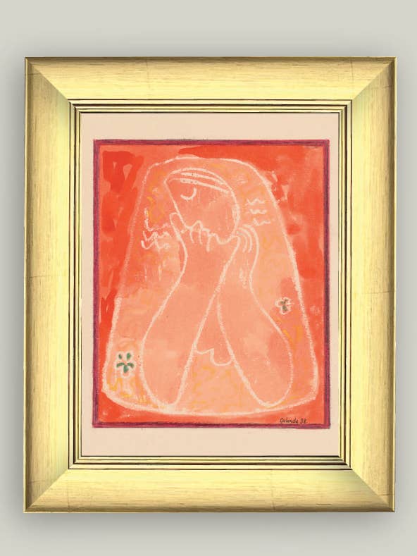 Art antique encadré réfléchi pour la vente par Petal Lane Home