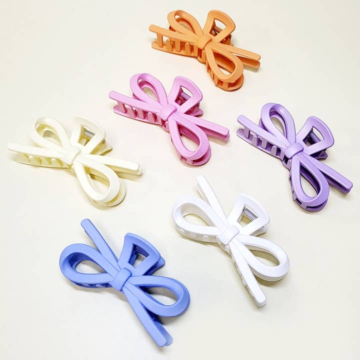 Matte Color Ribbon Shaped Hair Claw Clip for wholesale on Faire